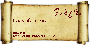 Fack Ágnes névjegykártya